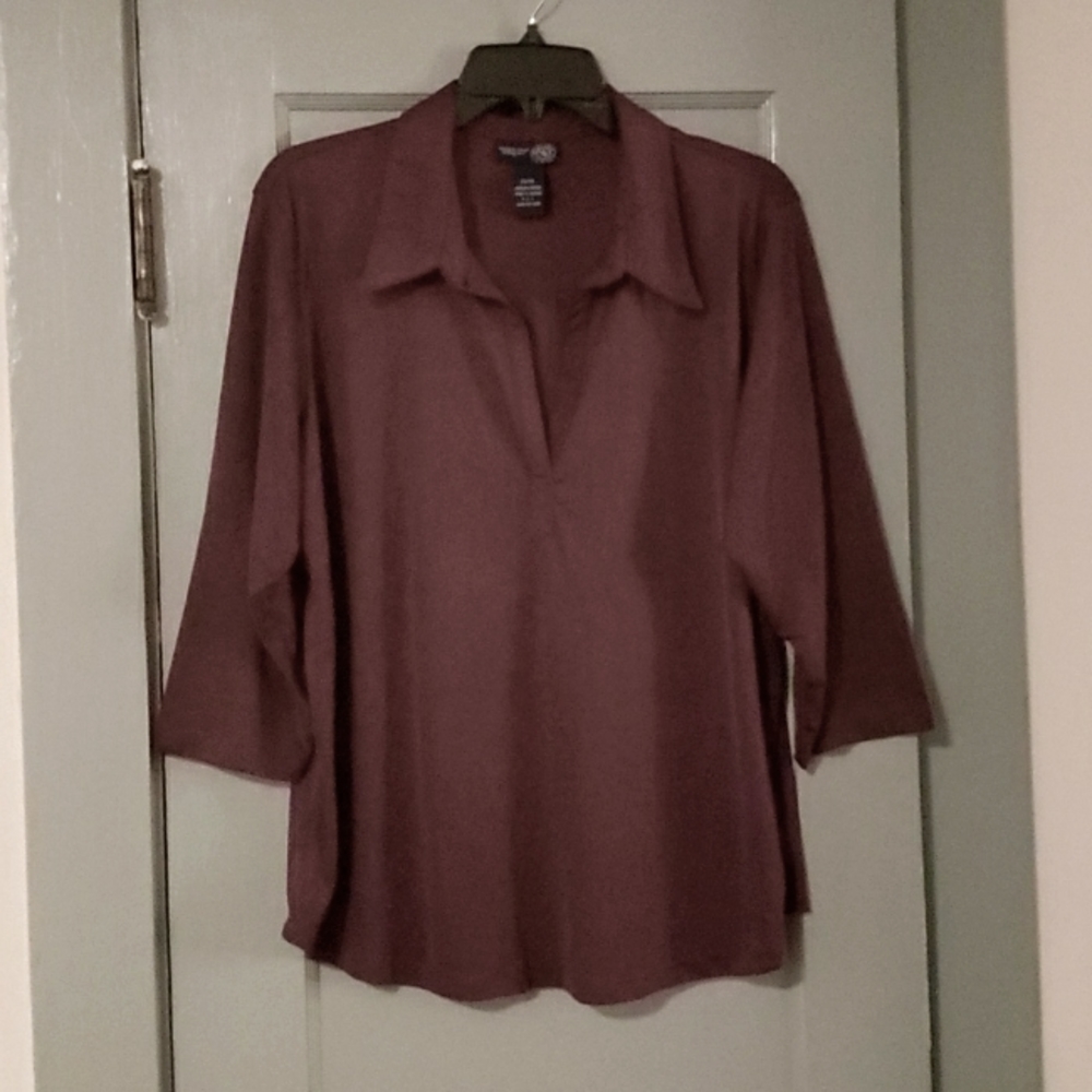 Venezia Jeans 3/4 sleeve Maroon Blouse Size 22/24